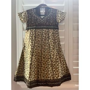 Cream and brown umbrella kurta set